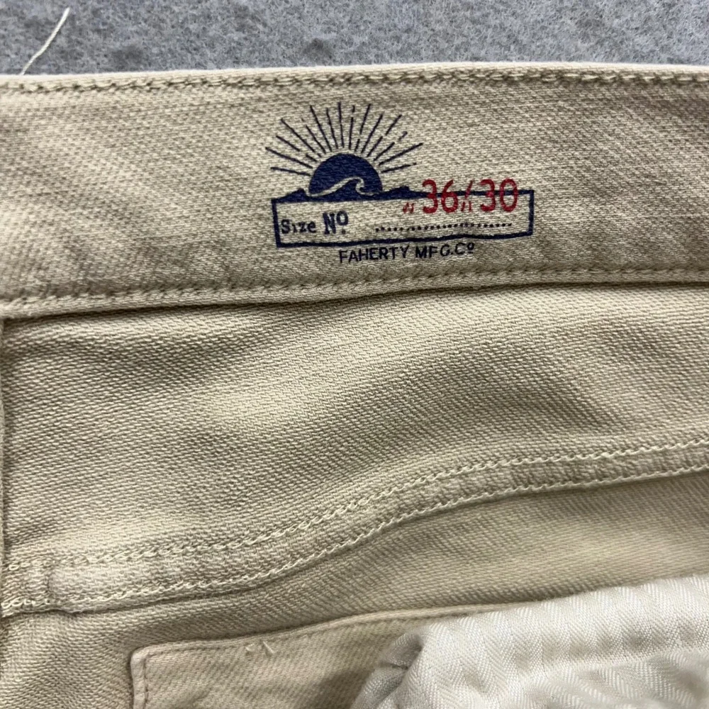 Faherty Brand Movement 5-Pocket Pants Mens 36x30 Khaki Beige Cotton Blend 1888